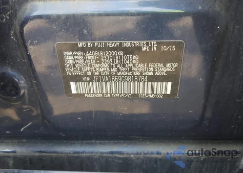 2016 Subaru Wrx from USA, damaged, VIN JF1VA1B69G9818784